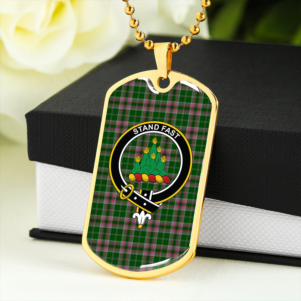 Gray Clan Badge Classic Tartan Dog Tag Necklace