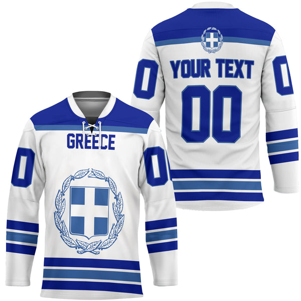 Greece Hockey Jersey Flag & Coat Of Arms Hockey Style