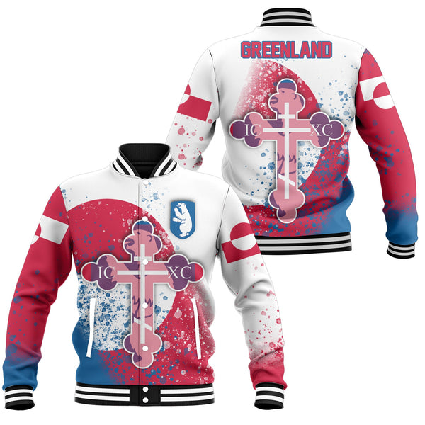 Greenland Baseball Jacket Flag & Coat Of Arms Orthodox Style