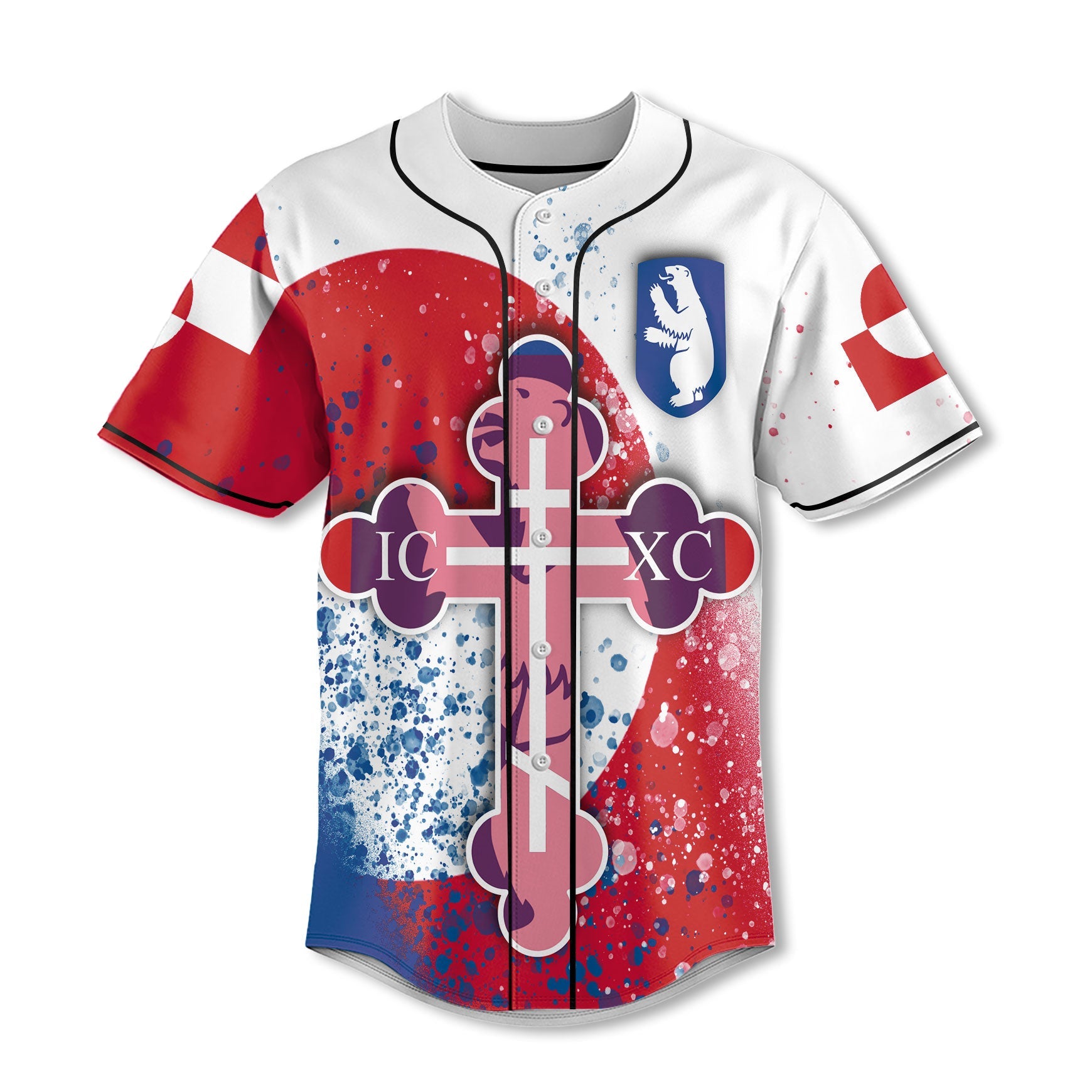 Greenland Baseball Jersey Flag & Coat Of Arms Orthodox Style