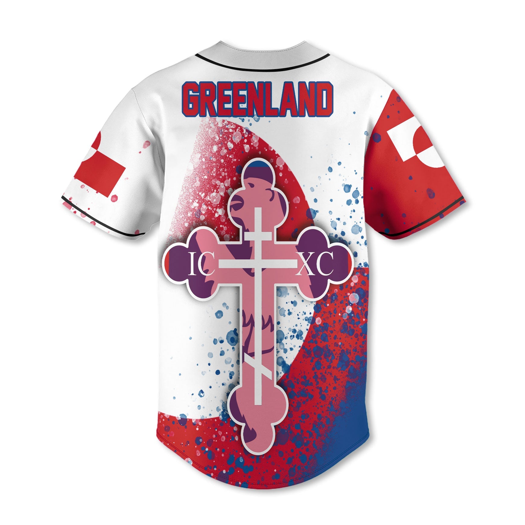 Greenland Baseball Jersey Flag & Coat Of Arms Orthodox Style