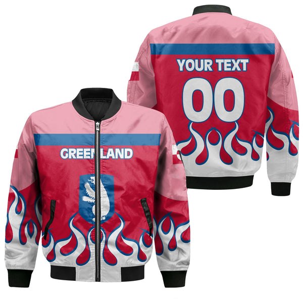 Greenland Bomber Jacket Flag & Coat Of Arms Fire Hockey Style