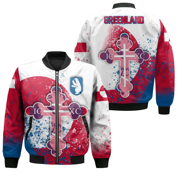 Greenland Bomber Jacket Flag & Coat Of Arms Orthodox Style