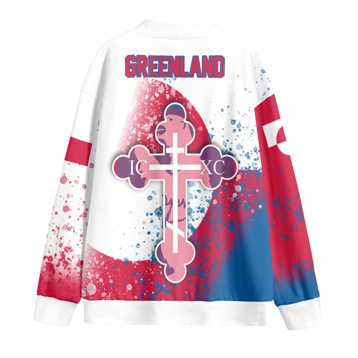 Greenland Fleece Cardigan Flag & Coat Of Arms Orthodox Style