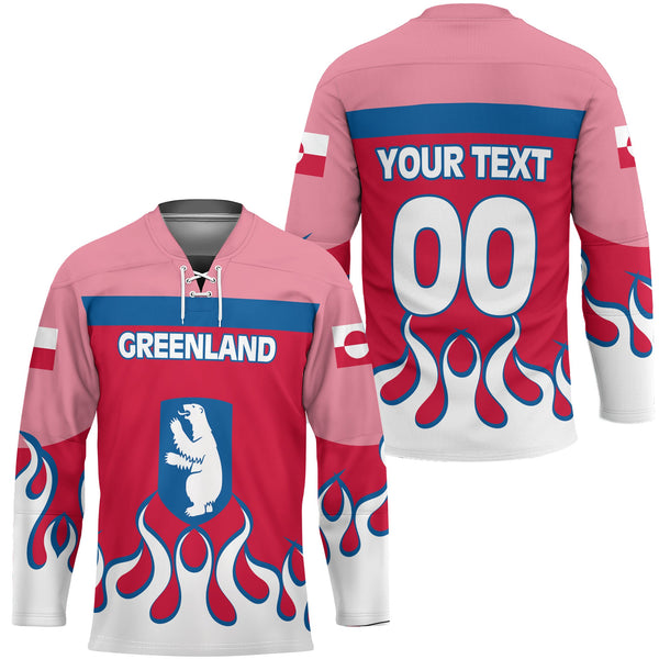 Greenland Hockey Jersey Flag & Coat Of Arms Fire Hockey Style