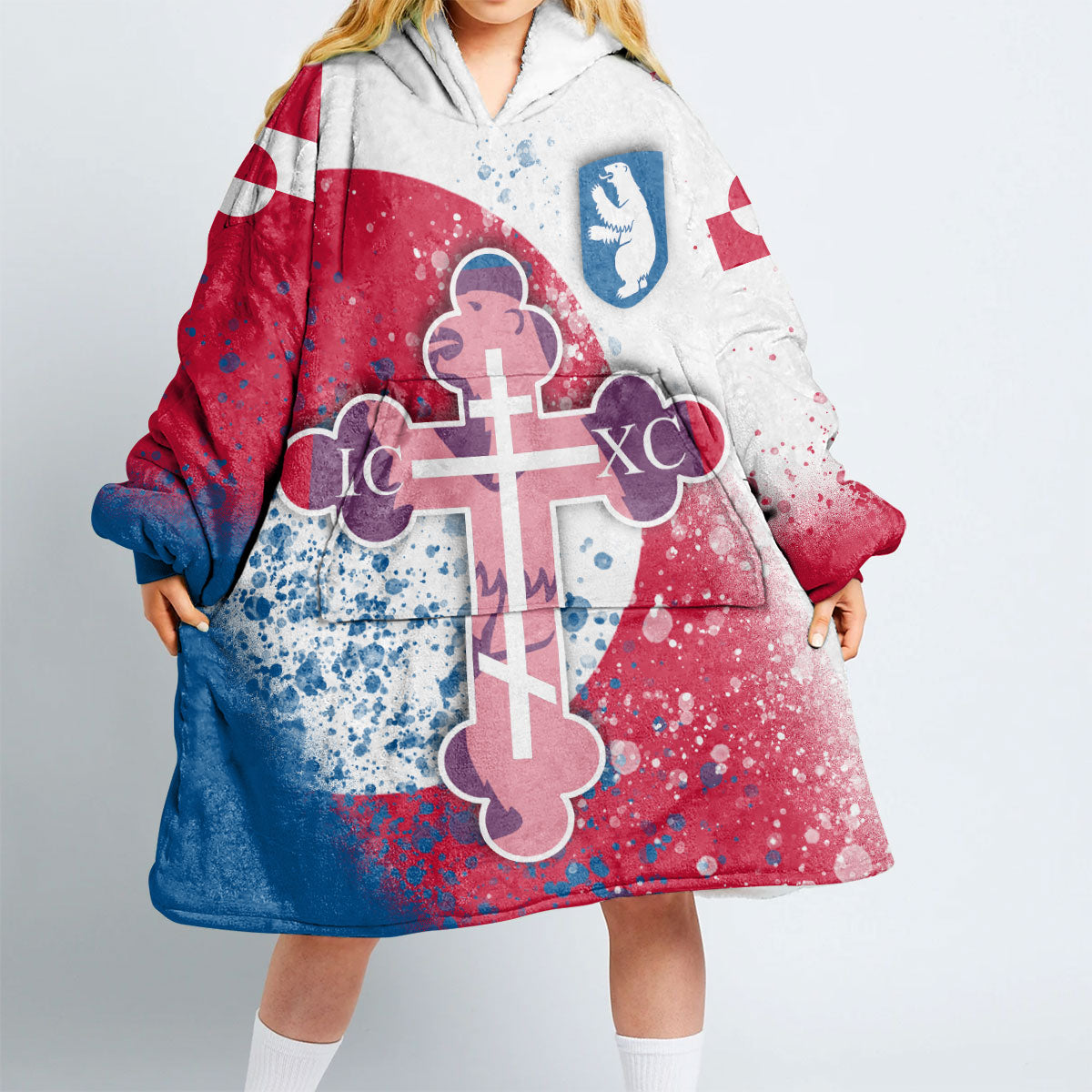 Greenland Snug Hoodie Flag & Coat Of Arms Orthodox Style