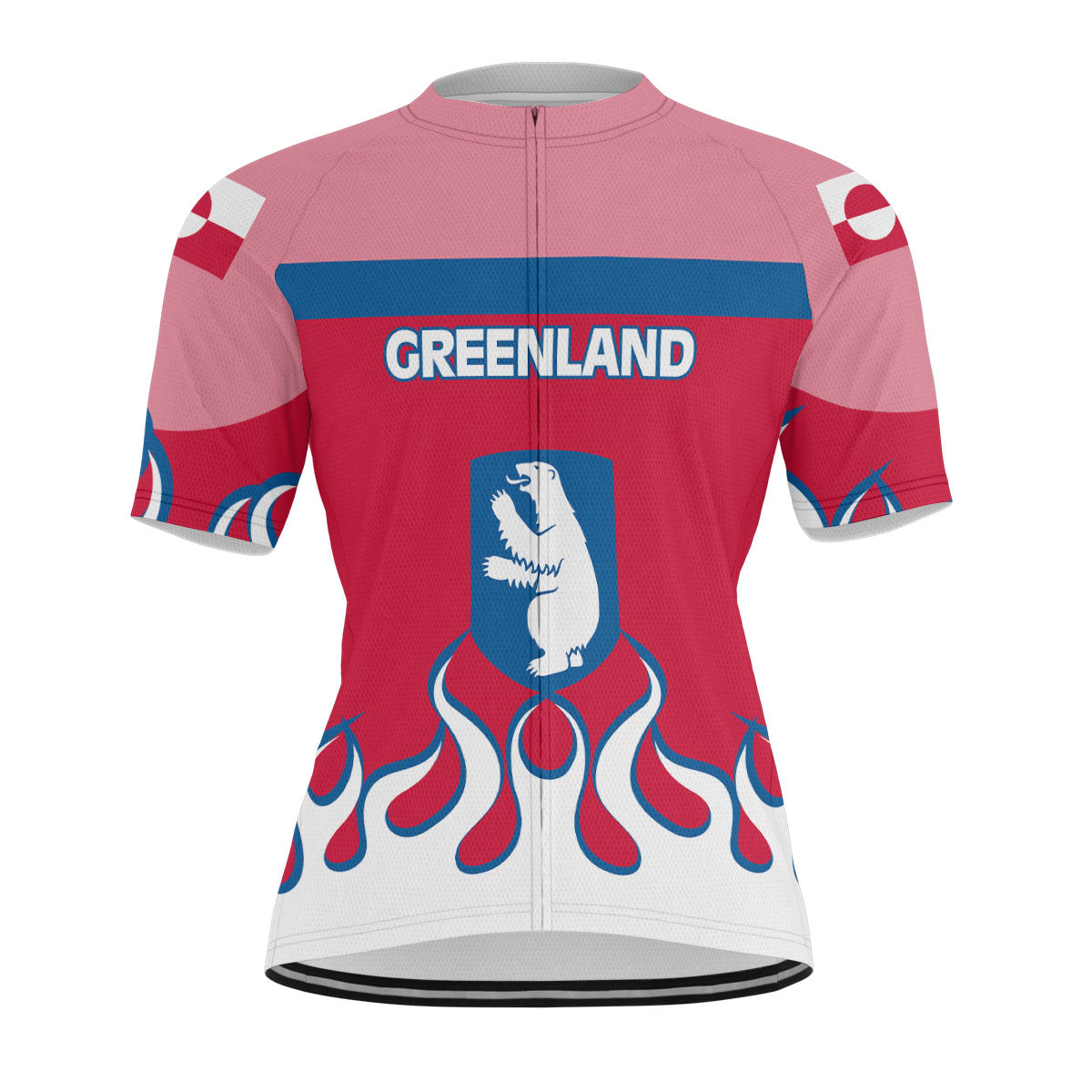 Greenland Men's Cycling Jersey Flag & Coat Of Arms Fire Hockey Style