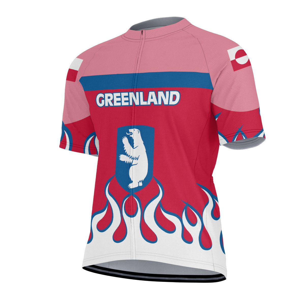 Greenland Men's Cycling Jersey Flag & Coat Of Arms Fire Hockey Style