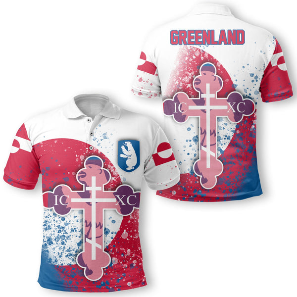 Greenland Polo Shirt Flag & Coat Of Arms Orthodox Style