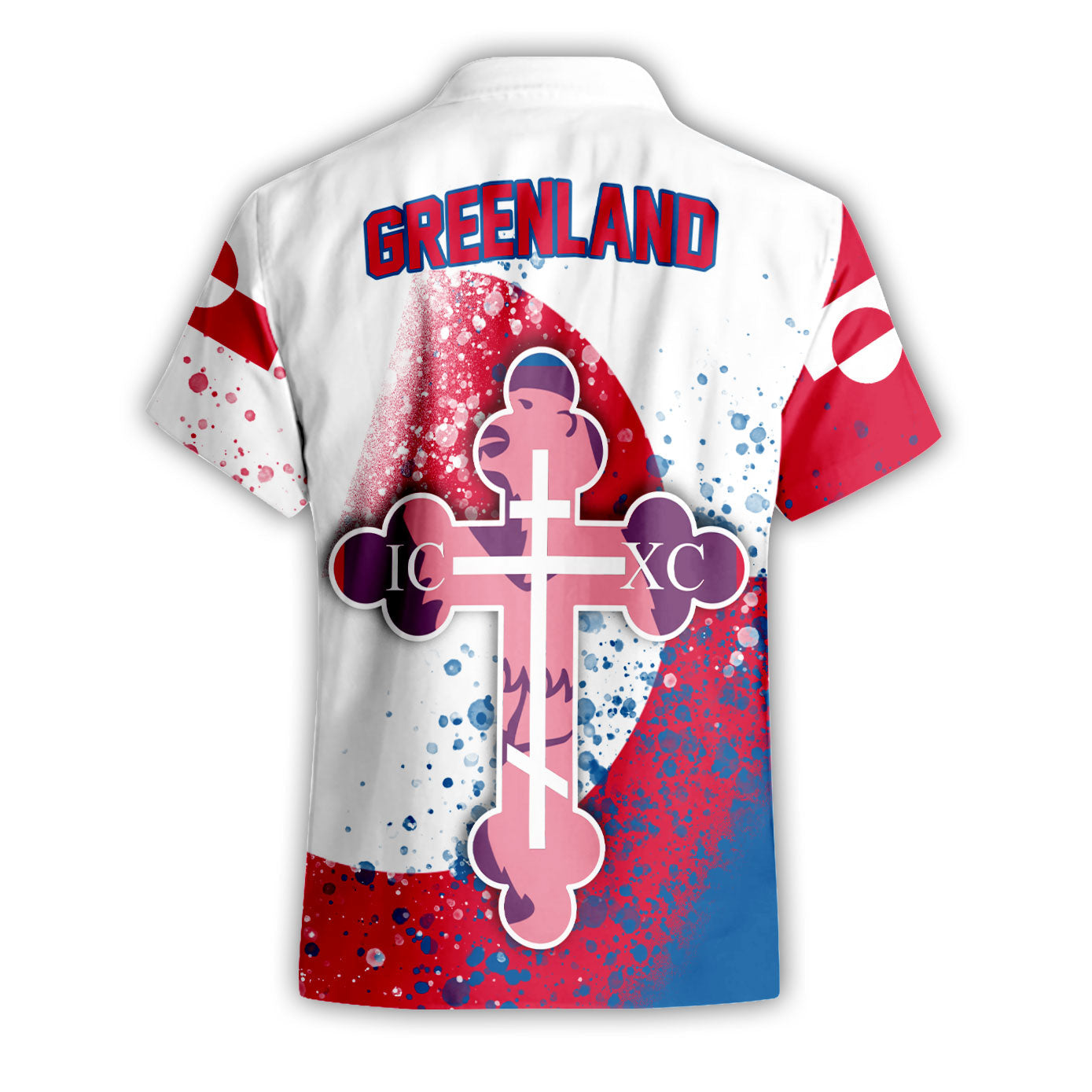 Greenland Short Sleeve Shirt Flag & Coat Of Arms Orthodox Style