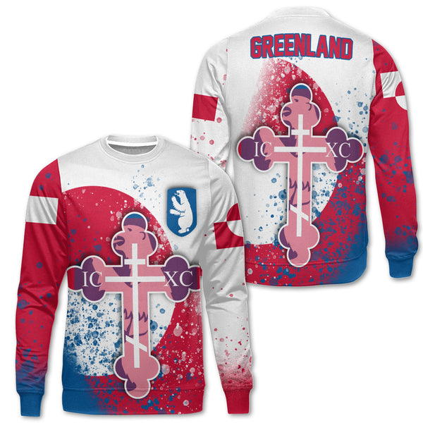 Greenland Sweatshirt Flag & Coat Of Arms Orthodox Style