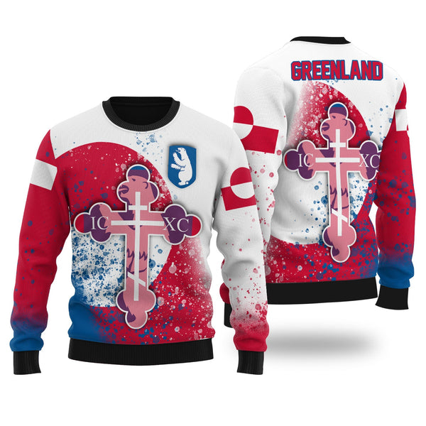 Greenland Ugly Sweater Flag & Coat Of Arms Orthodox Style