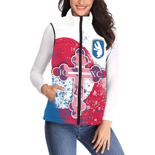 Greenland Women Padded Jacket Vest Flag & Coat Of Arms Orthodox Style