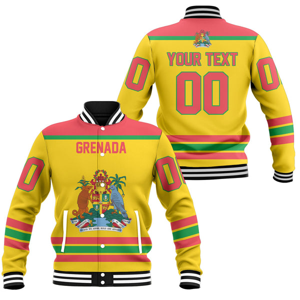 Grenada Baseball Jacket Flag & Coat Of Arms Hockey Style