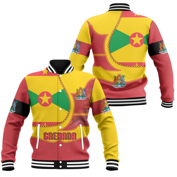 Grenada Baseball Jacket Flag & Coat Of Arms Leather Style