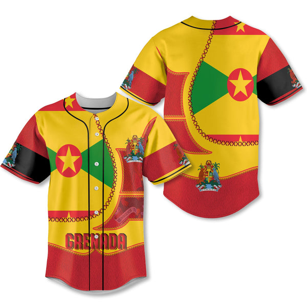 Grenada Baseball Jersey Flag & Coat Of Arms Leather Style