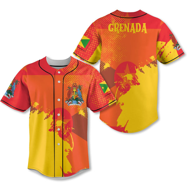 Grenada Baseball Jersey Flag & Coat Of Arms Paint Style