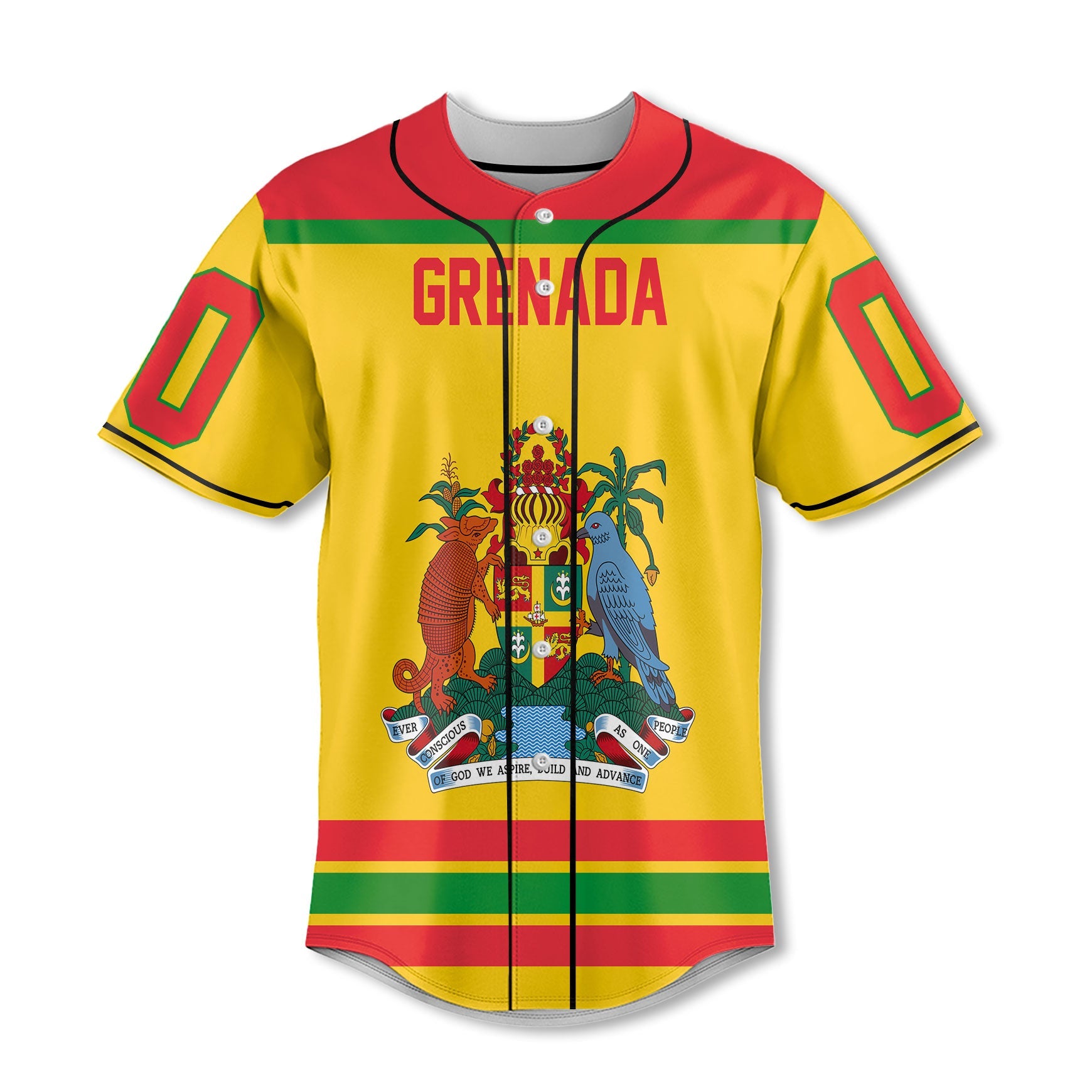 Grenada Baseball Jersey Flag & Coat Of Arms Hockey Style