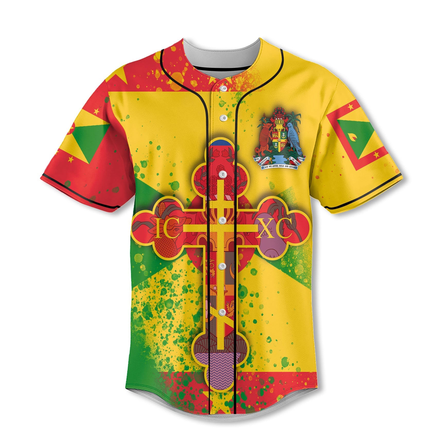 Grenada Baseball Jersey Flag & Coat Of Arms Orthodox Style