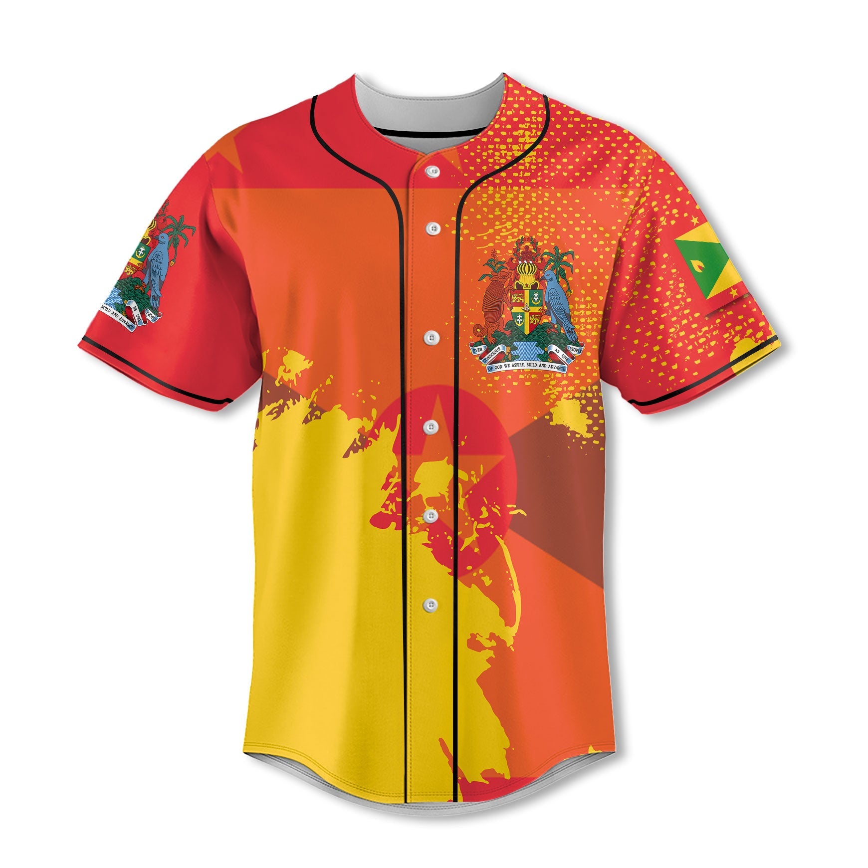 Grenada Baseball Jersey Flag & Coat Of Arms Paint Style