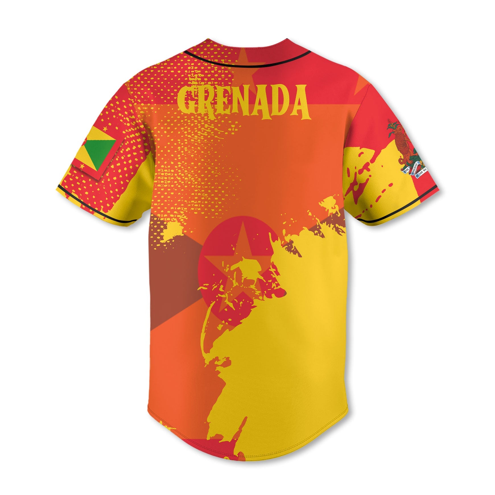 Grenada Baseball Jersey Flag & Coat Of Arms Paint Style