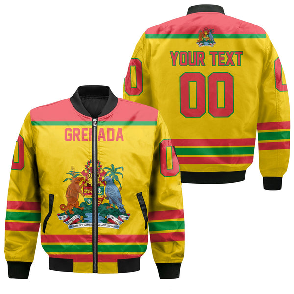 Grenada Bomber Jacket Flag & Coat Of Arms Hockey Style