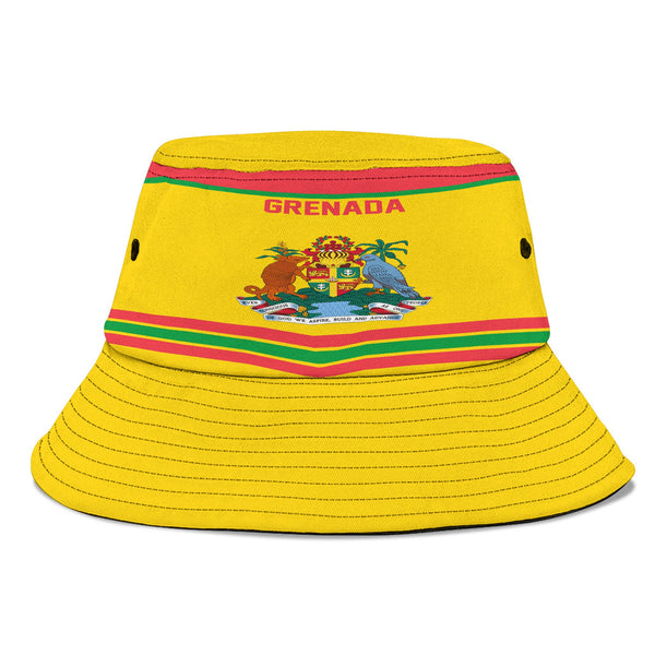 Grenada Bucket Hat Flag & Coat Of Arms Hockey Style