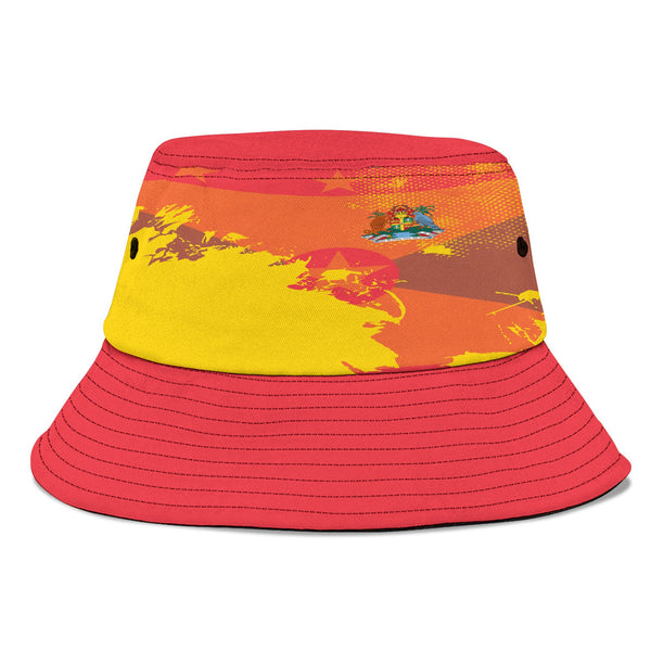 Grenada Bucket Hat Flag & Coat Of Arms Paint Style