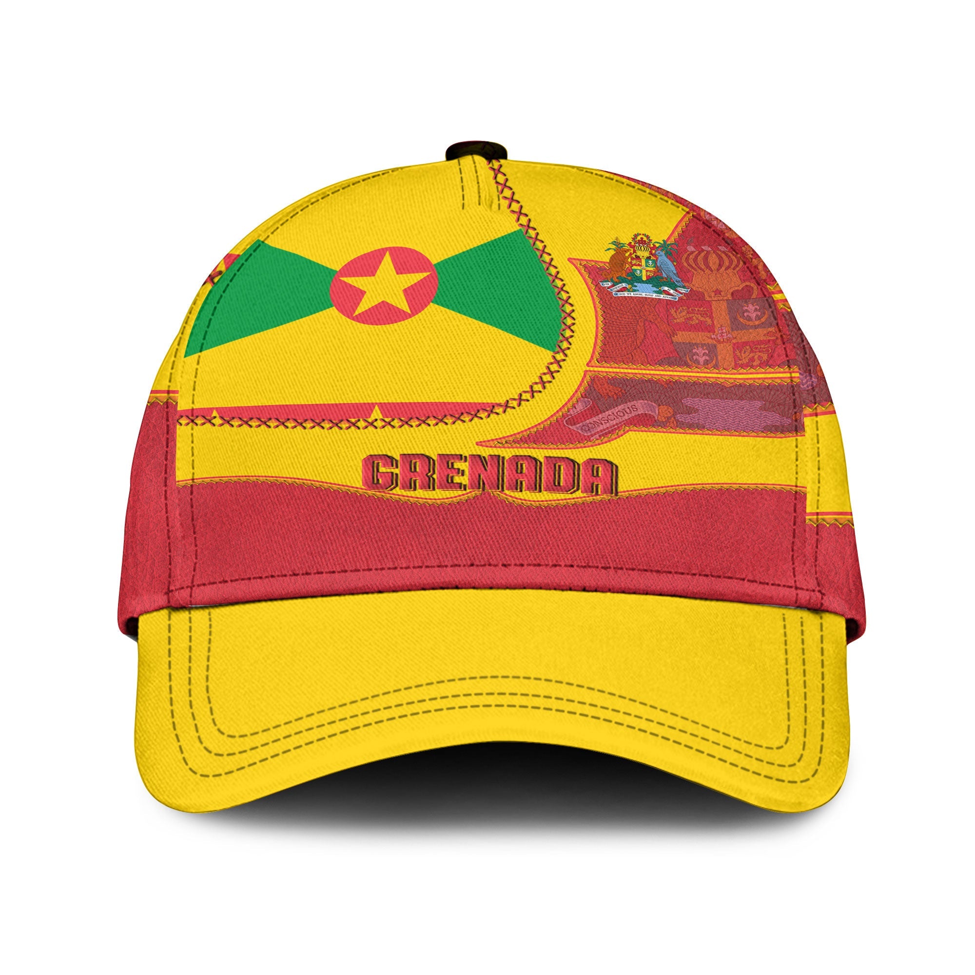 Grenada Classic Cap Flag & Coat Of Arms Leather Style