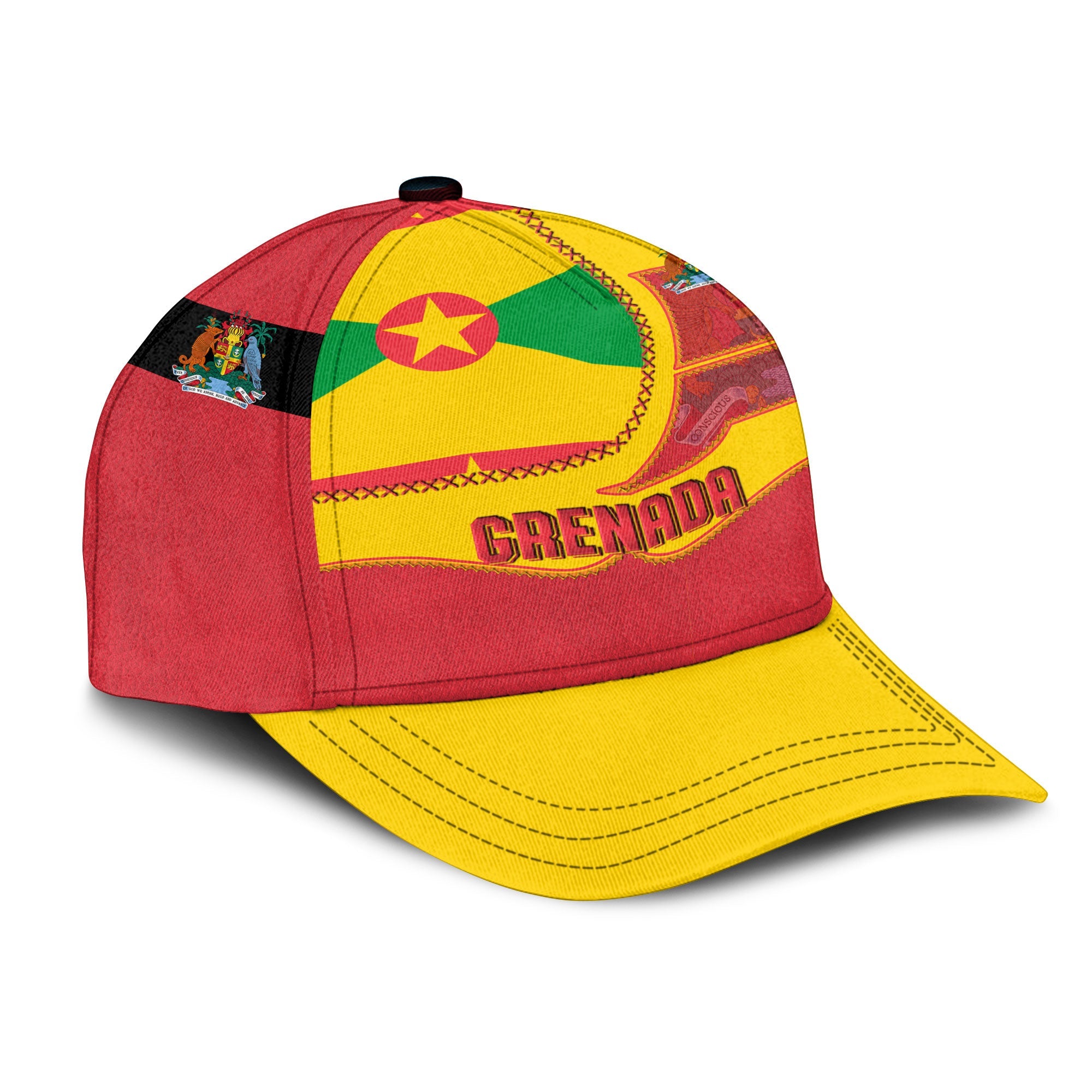 Grenada Classic Cap Flag & Coat Of Arms Leather Style