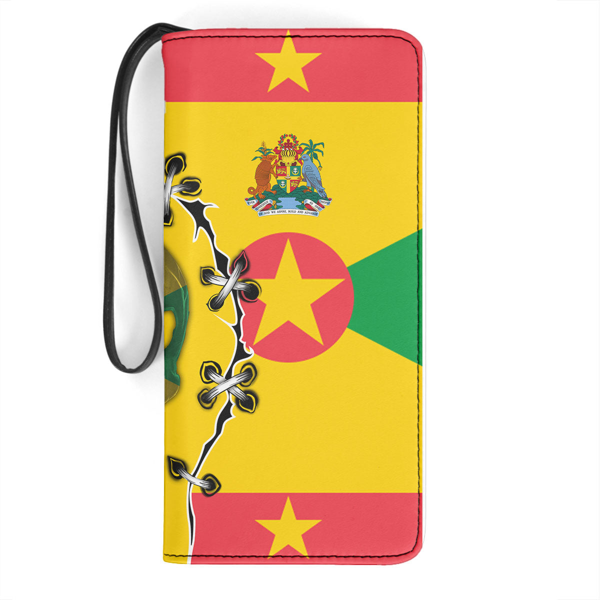 Grenada Clutch Purse Flag & Coat Of Arms Skull Style