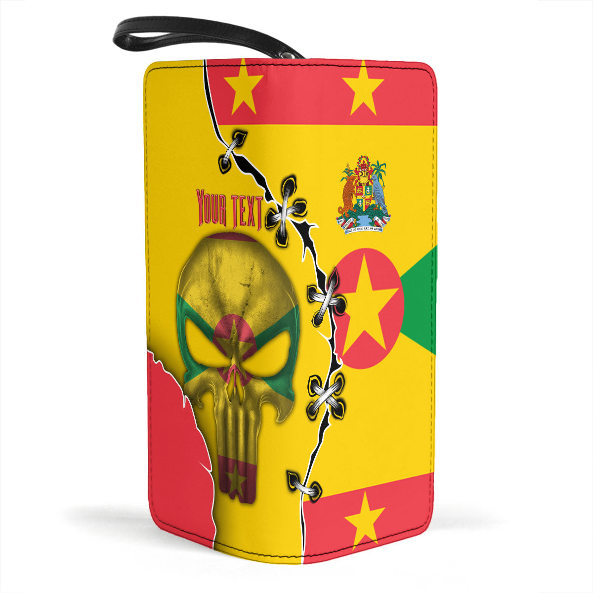 Grenada Clutch Purse Flag & Coat Of Arms Skull Style