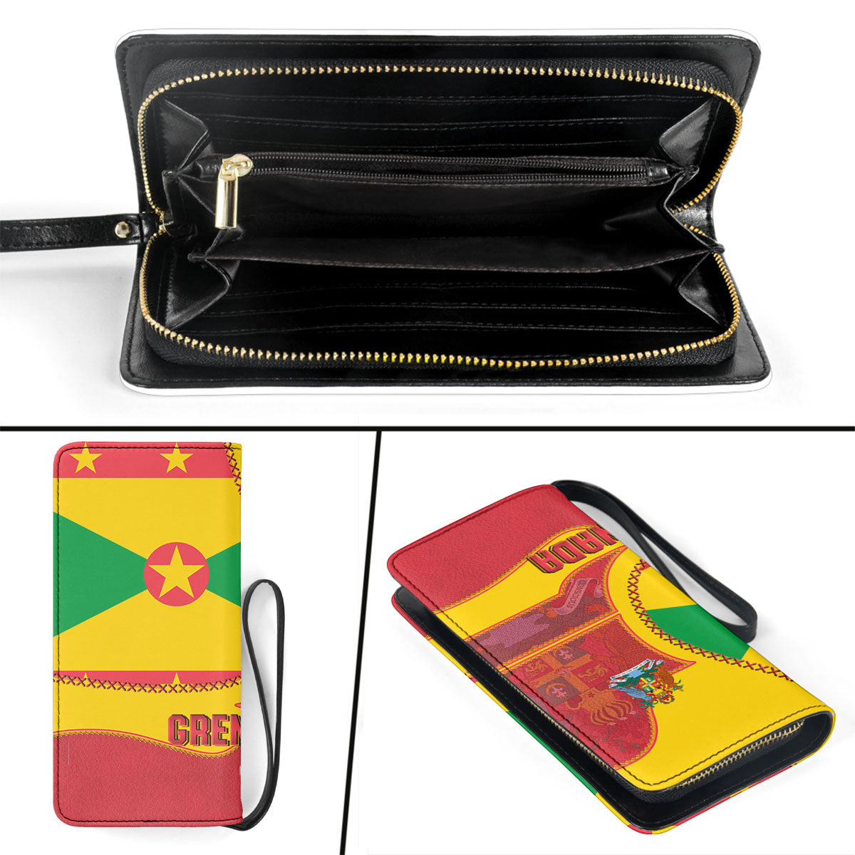 Grenada Clutch Purse Flag & Coat Of Arms Leather Style