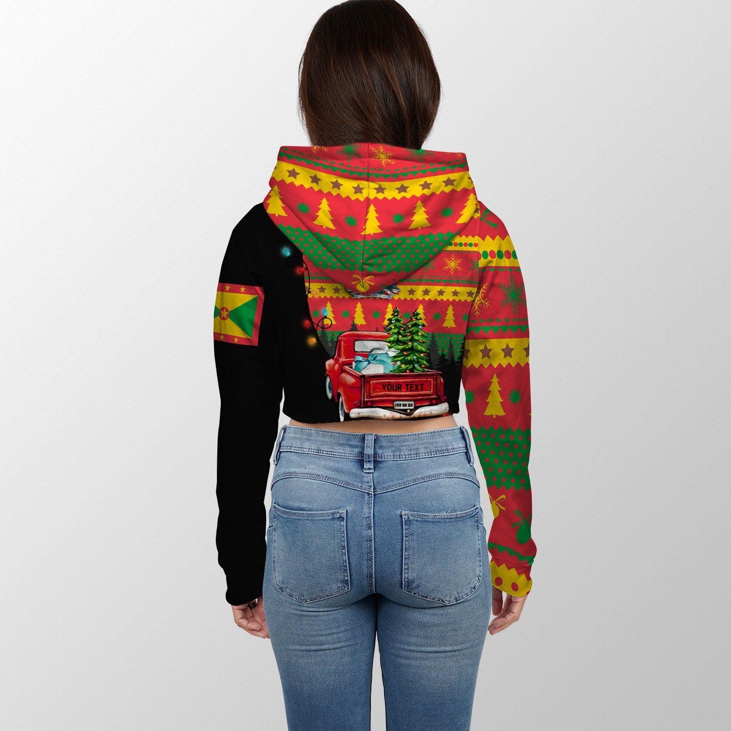 Grenada Crop Hoodie Coat Of Arms Christmas Style