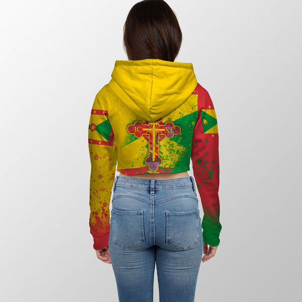 Grenada Crop Hoodie Flag & Coat Of Arms Orthodox Style