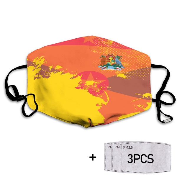 Grenada Face Mask Flag & Coat Of Arms Paint Style