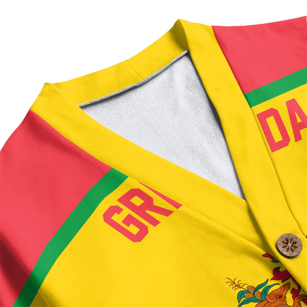 Grenada Fleece Cardigan Flag & Coat Of Arms Hockey Style