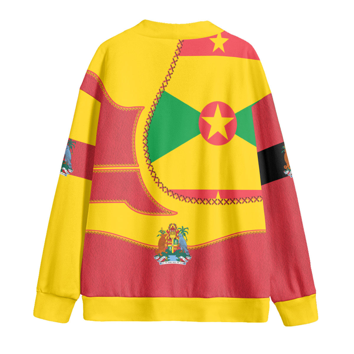 Grenada Fleece Cardigan Flag & Coat Of Arms Leather Style