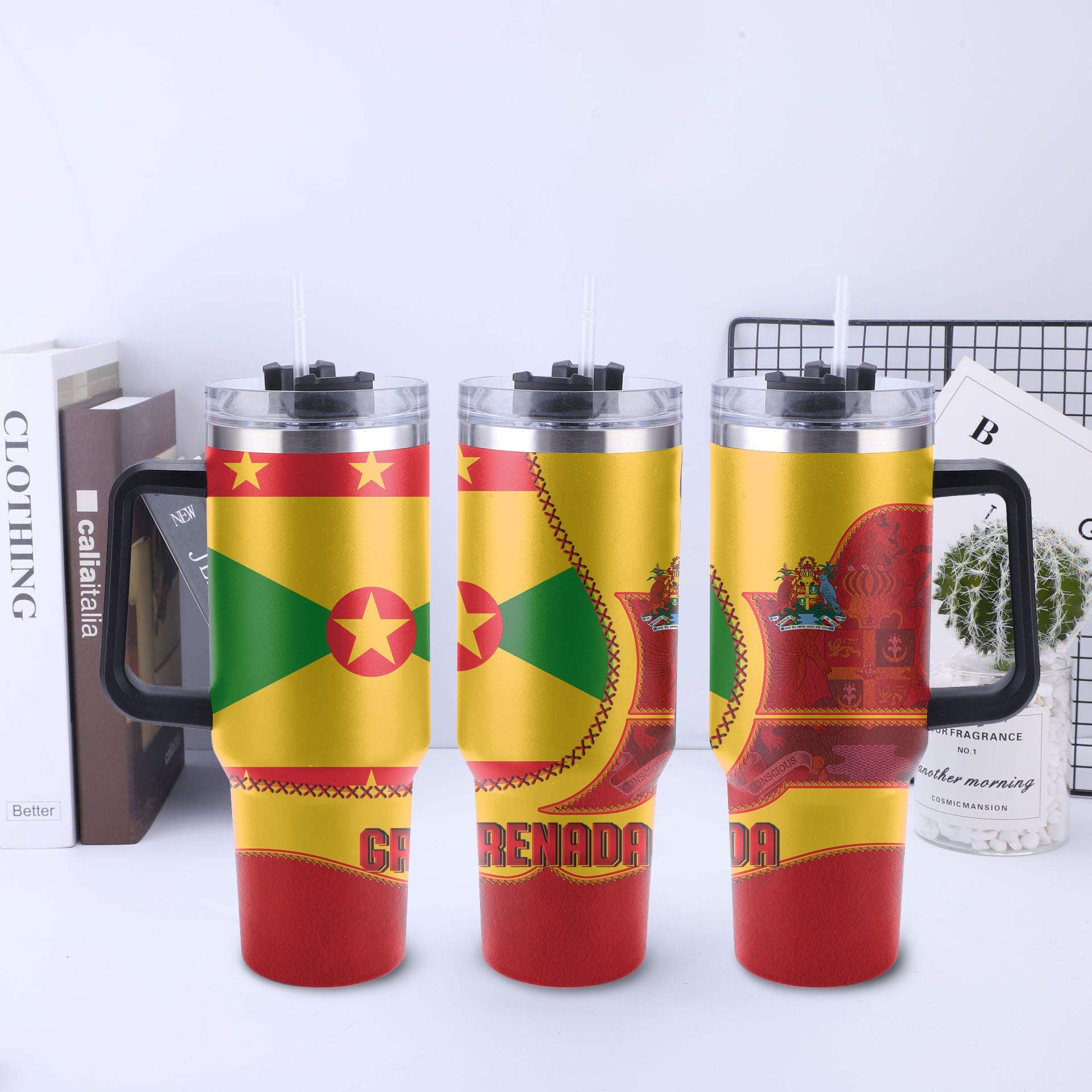 Grenada Handle Tumbler Flag & Coat Of Arms Leather Style