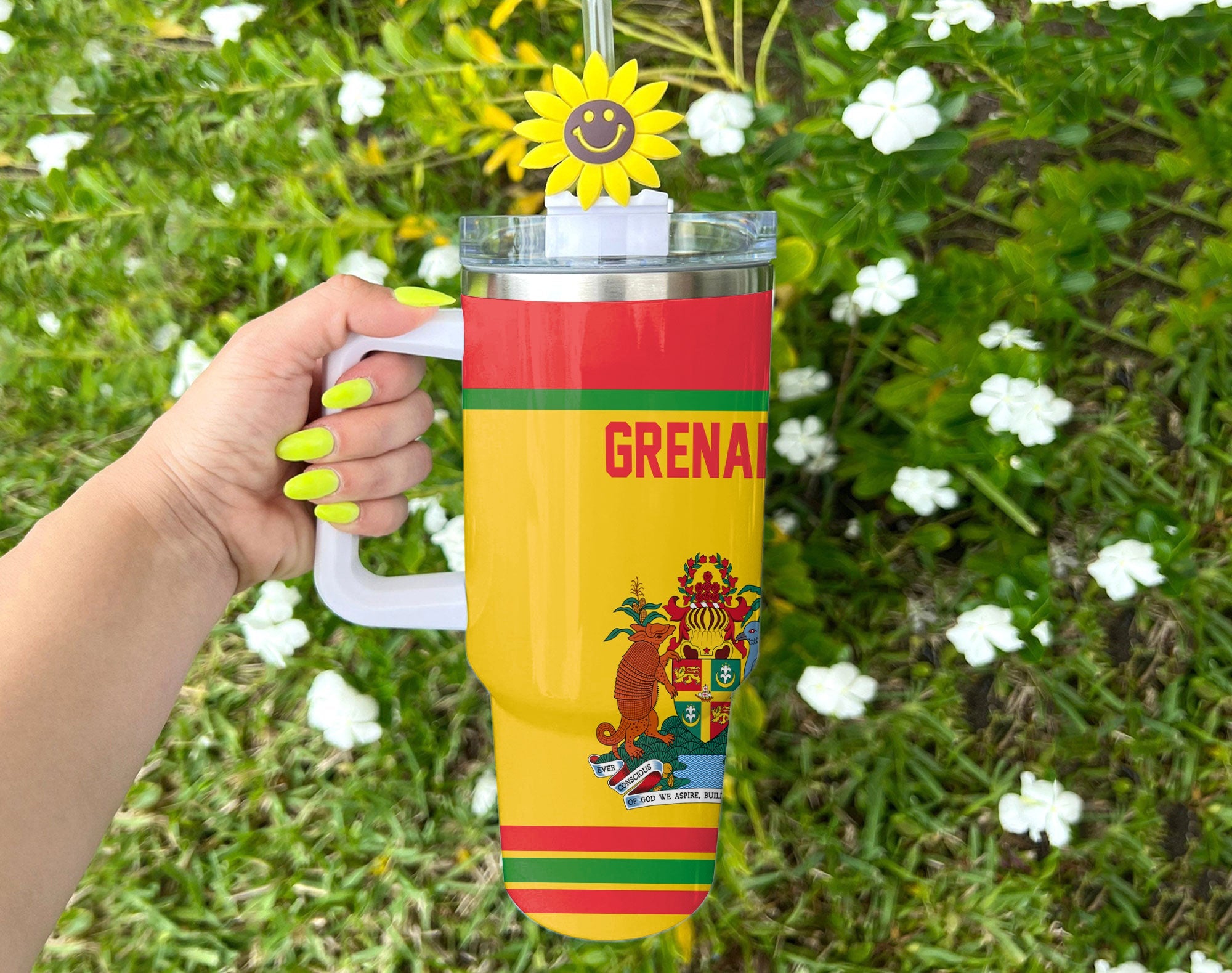 Grenada Handle Tumbler Flag & Coat Of Arms Hockey Style