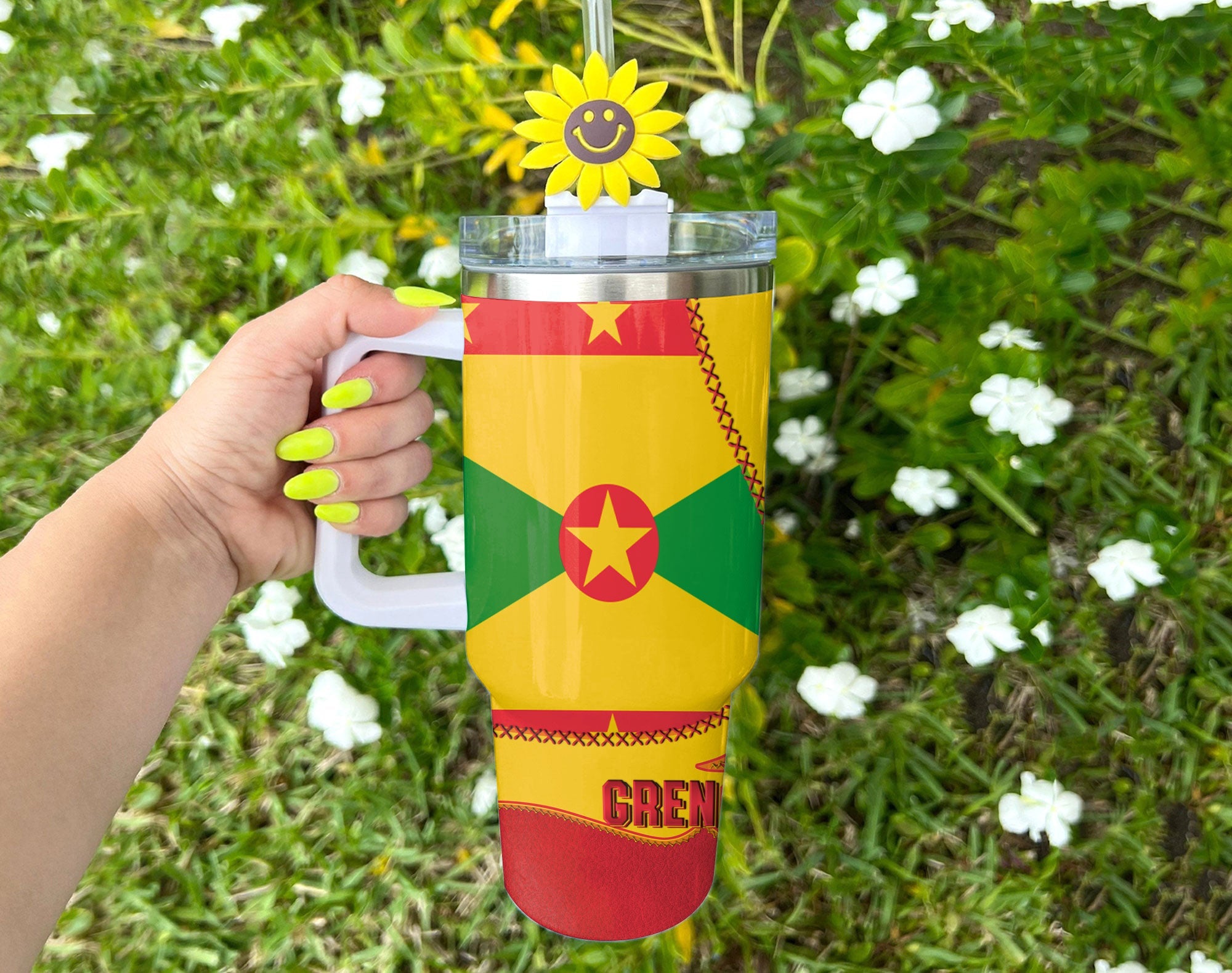 Grenada Handle Tumbler Flag & Coat Of Arms Leather Style