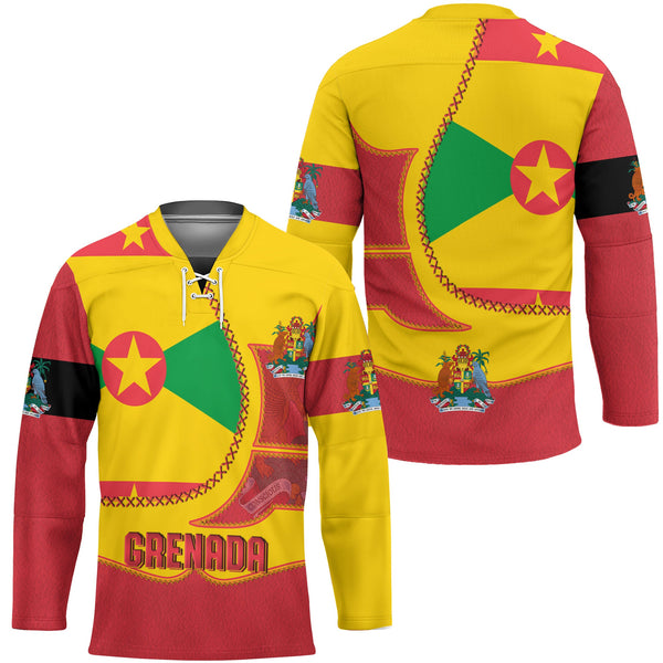 Grenada Hockey Jersey Flag & Coat Of Arms Leather Style