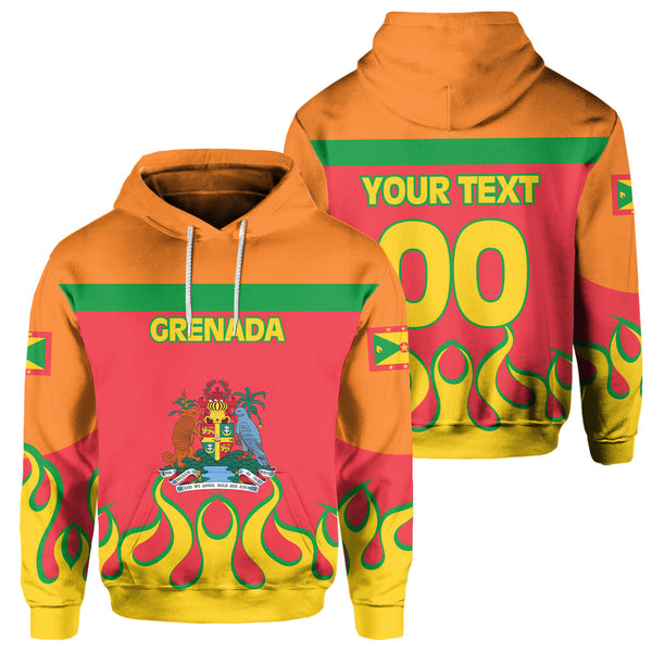 Grenada Hoodie Flag & Coat Of Arms Fire Hockey Style