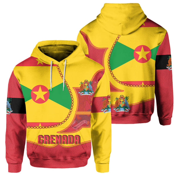 Grenada Hoodie Flag & Coat Of Arms Leather Style