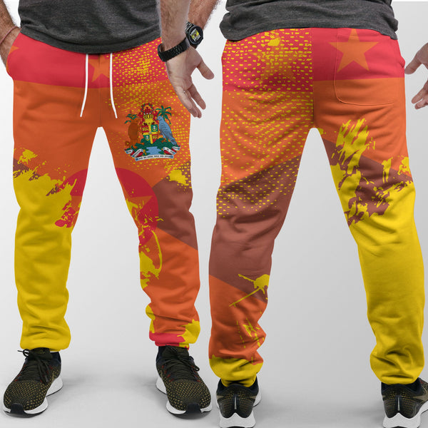 Grenada Jogger Pant Flag & Coat Of Arms Paint Style