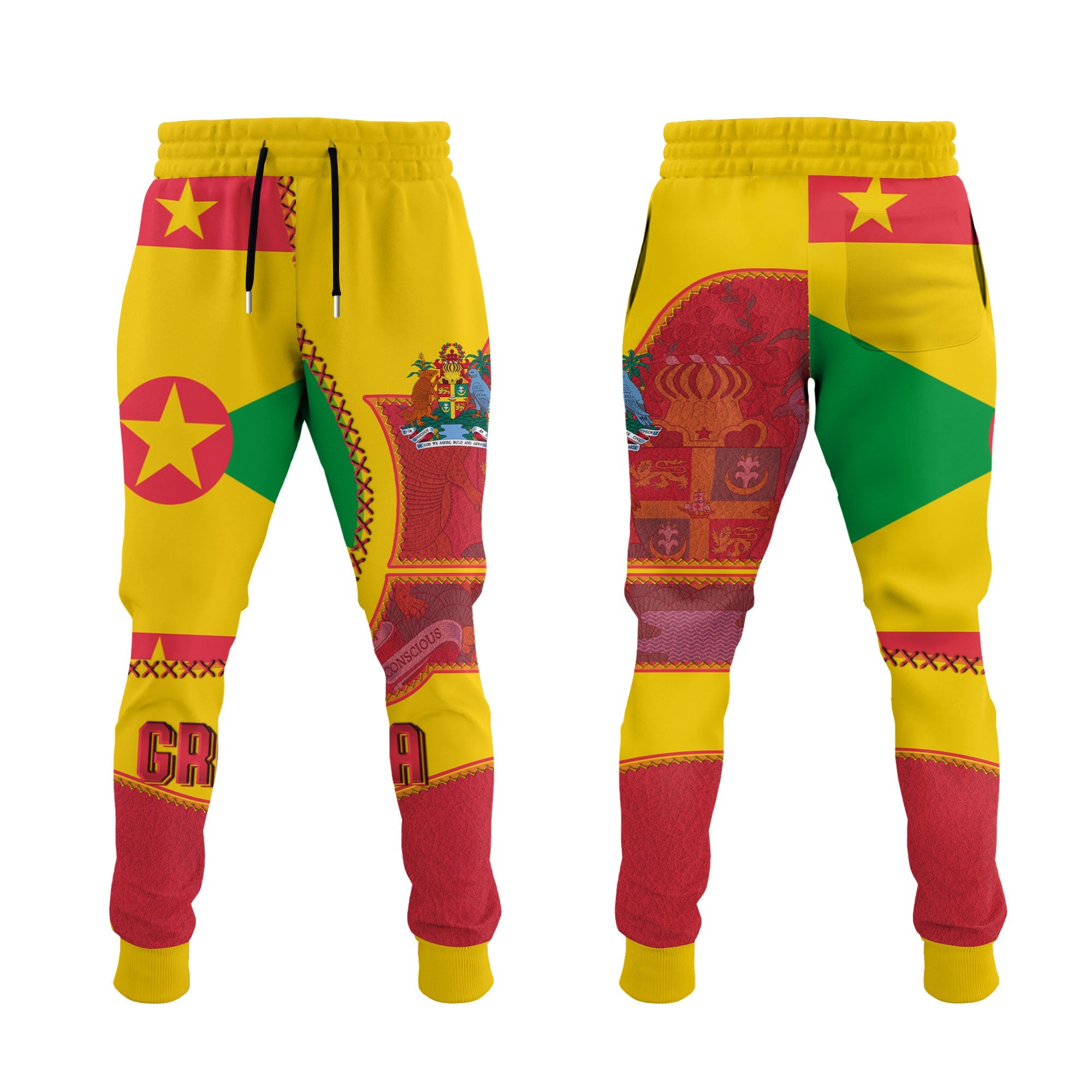 Grenada Jogger Pant Flag & Coat Of Arms Leather Style