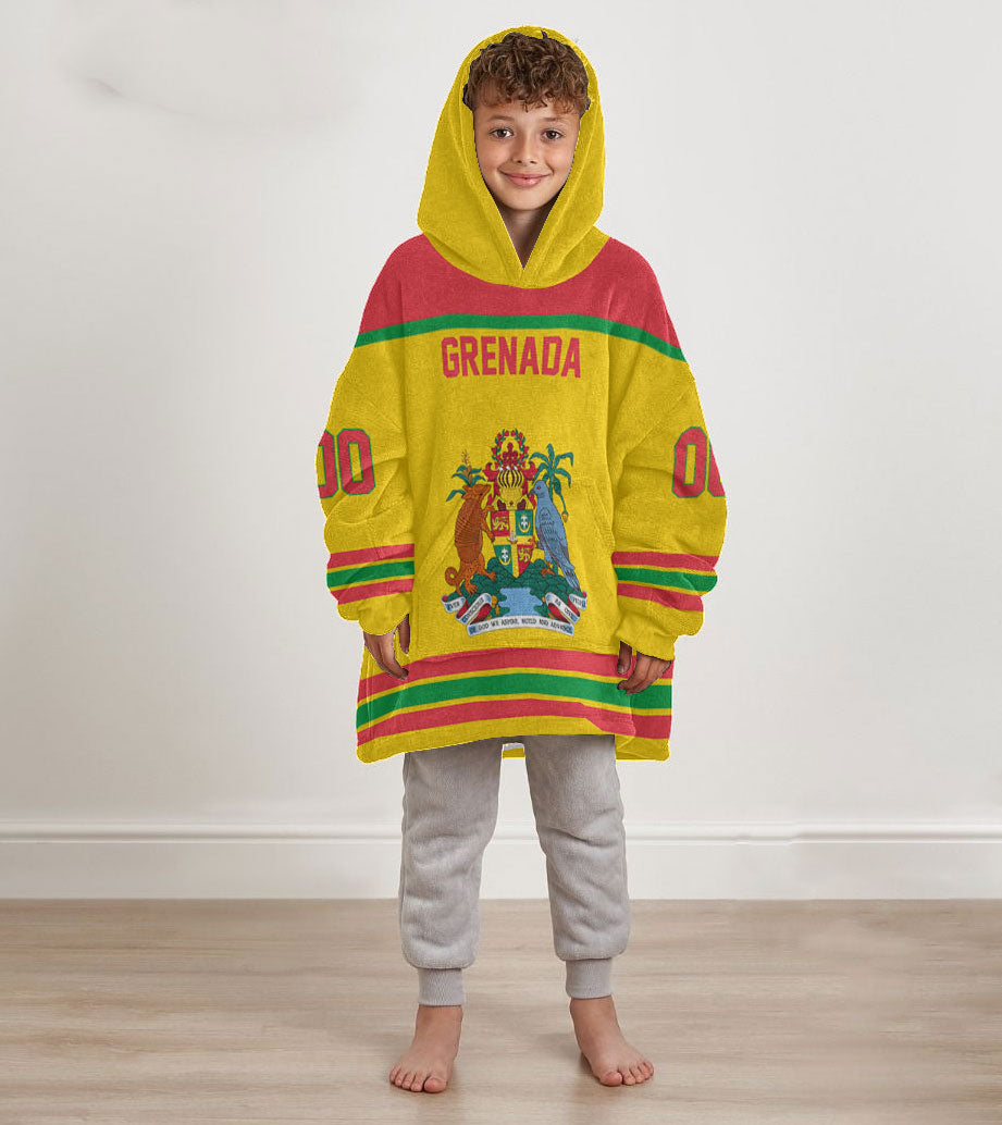 Grenada Snug Hoodie Kid Flag & Coat Of Arms Hockey Style