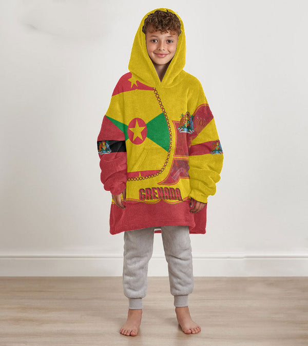 Grenada Kid Snug Hoodie Flag & Coat Of Arms Leather Style