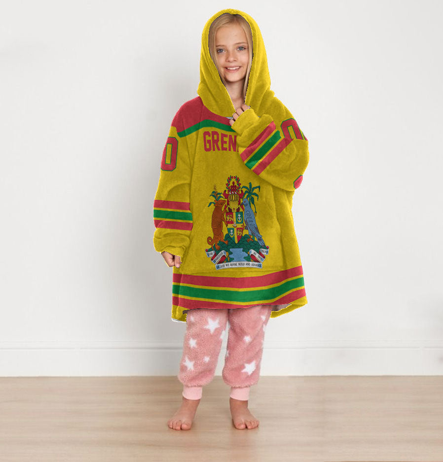 Grenada Snug Hoodie Kid Flag & Coat Of Arms Hockey Style