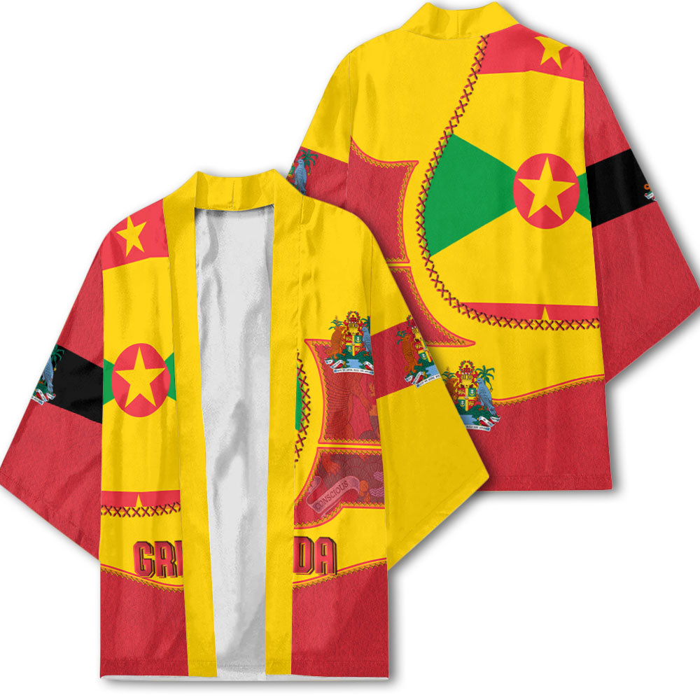 Grenada Kimono Flag & Coat Of Arms Leather Style